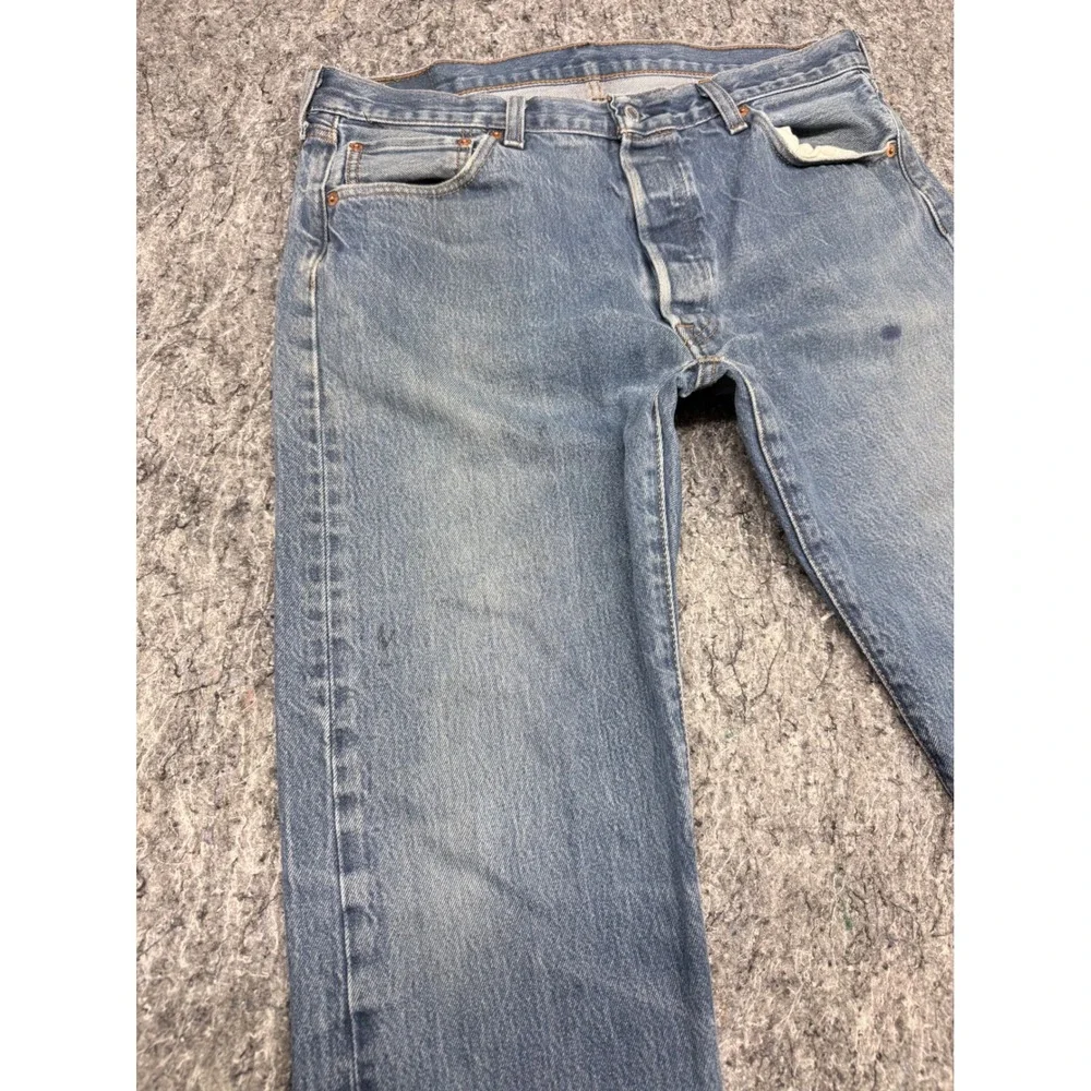 Levis 501 Original Fit Mens Jeans W36 L33 Blue‎ Denim Button Fly Straight Leg